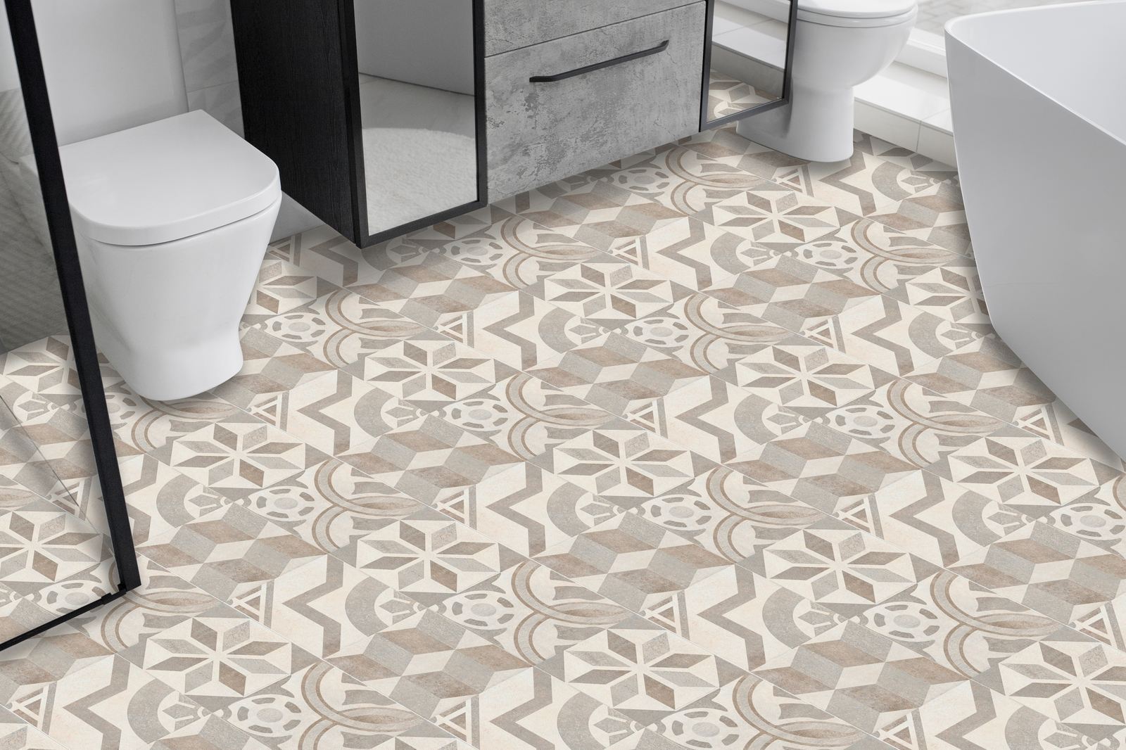 Geometric Pattern Floor Tiles / 24 pcs