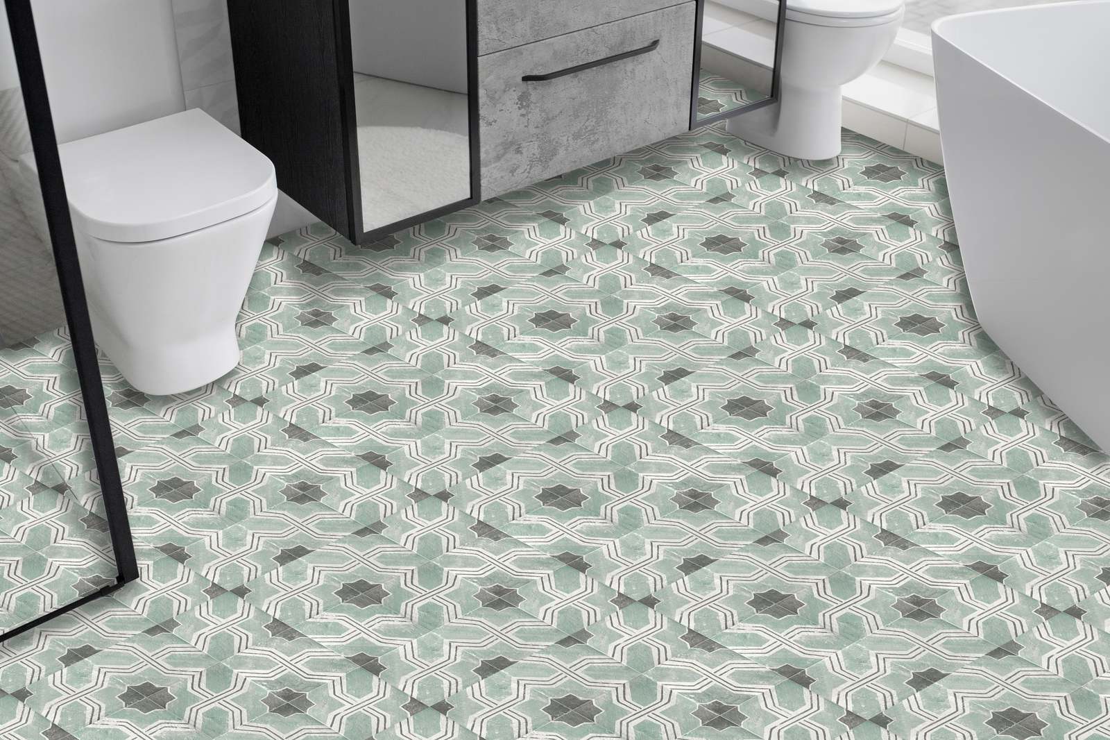 Geometric Pattern Floor Tiles / 24 pcs