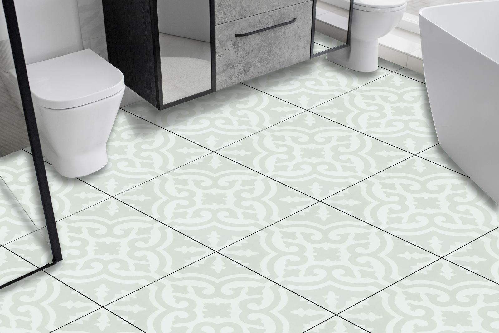 Elegant Patterned Floor Tiles / 24 pcs