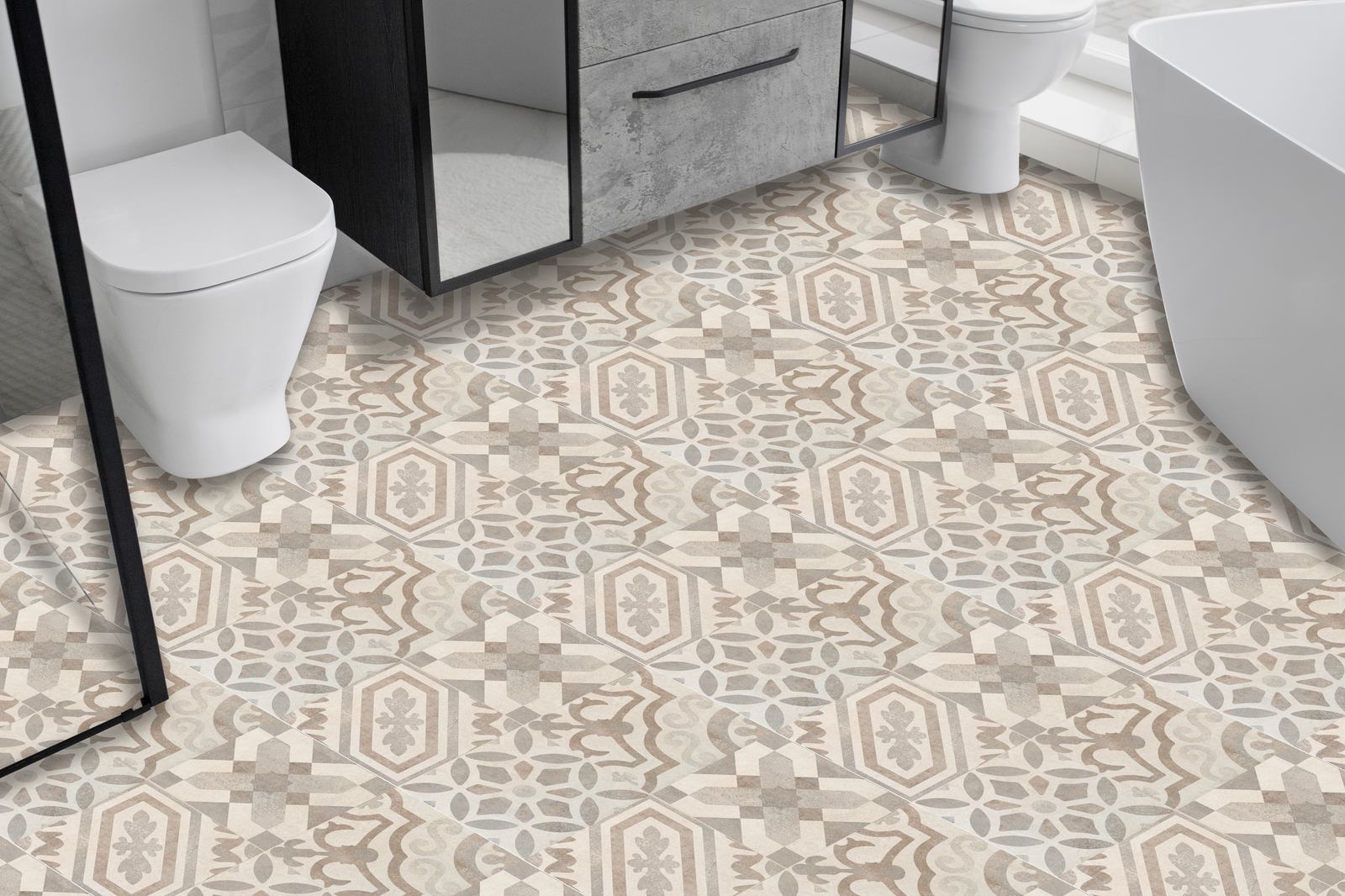 Elegant Patterned Floor Tiles / 24 pcs