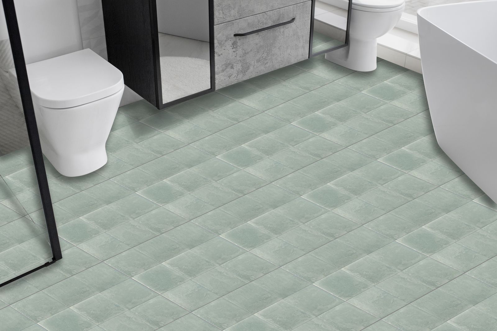 Green Pattern Floor Tiles / 24 pcs