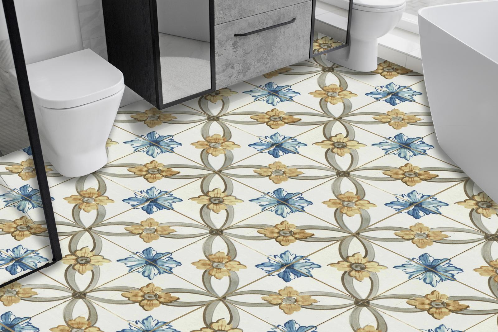 Floral Pattern Floor Tiles / 24 pcs