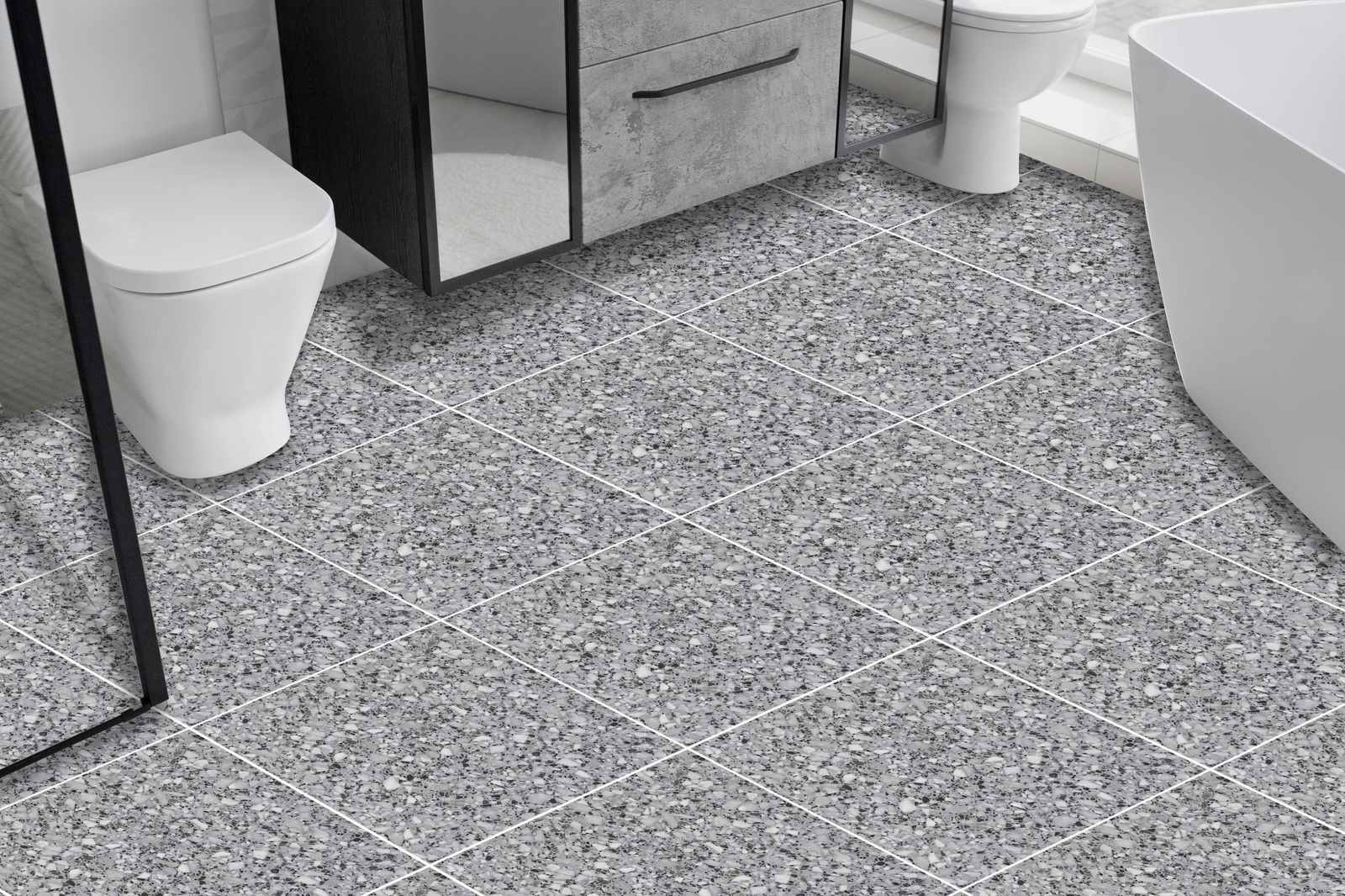 Speckled Grey Floor Tiles / 24 pcs