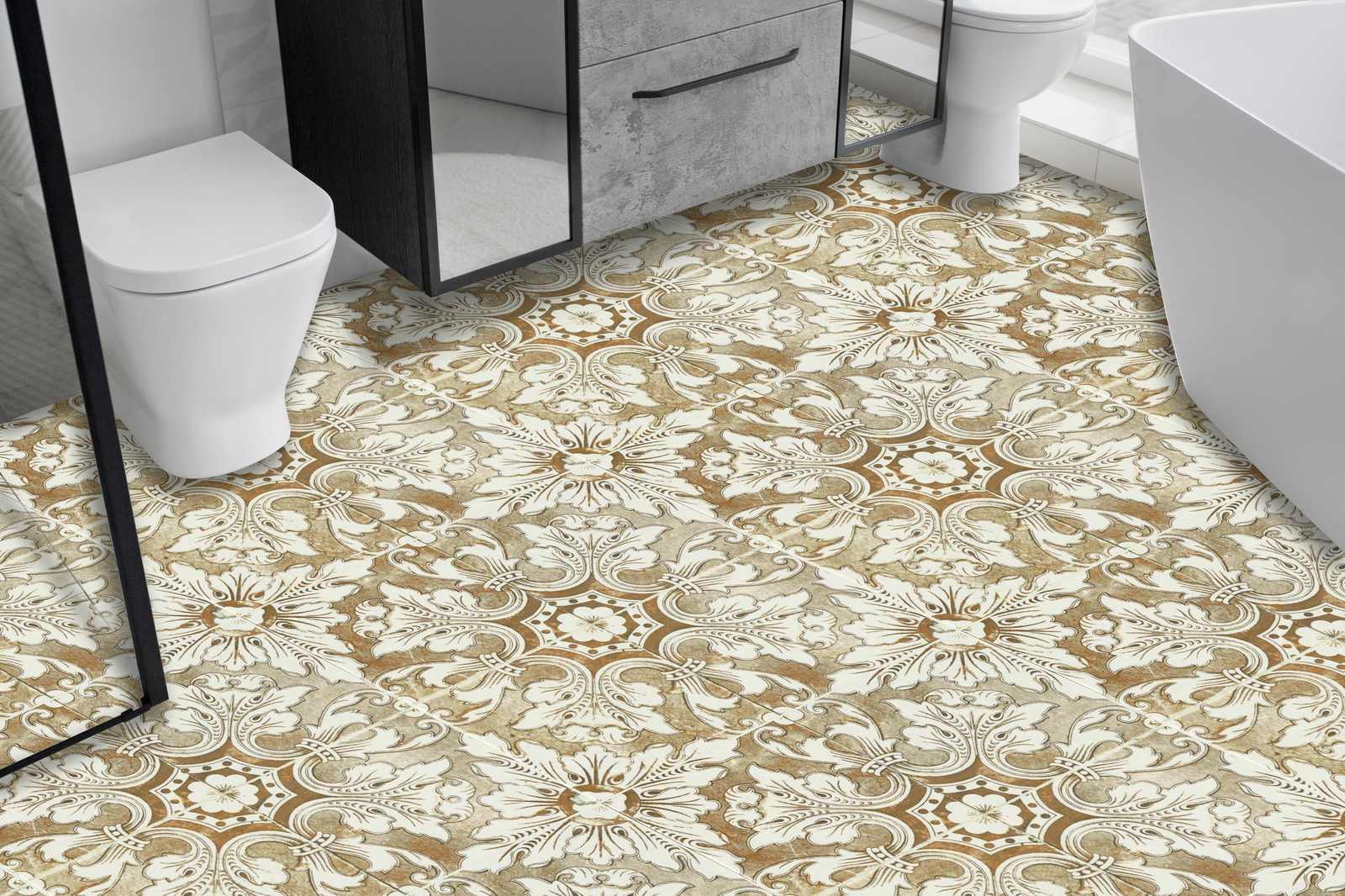 Vintage Ornate Design Floor Tiles / 24 pcs