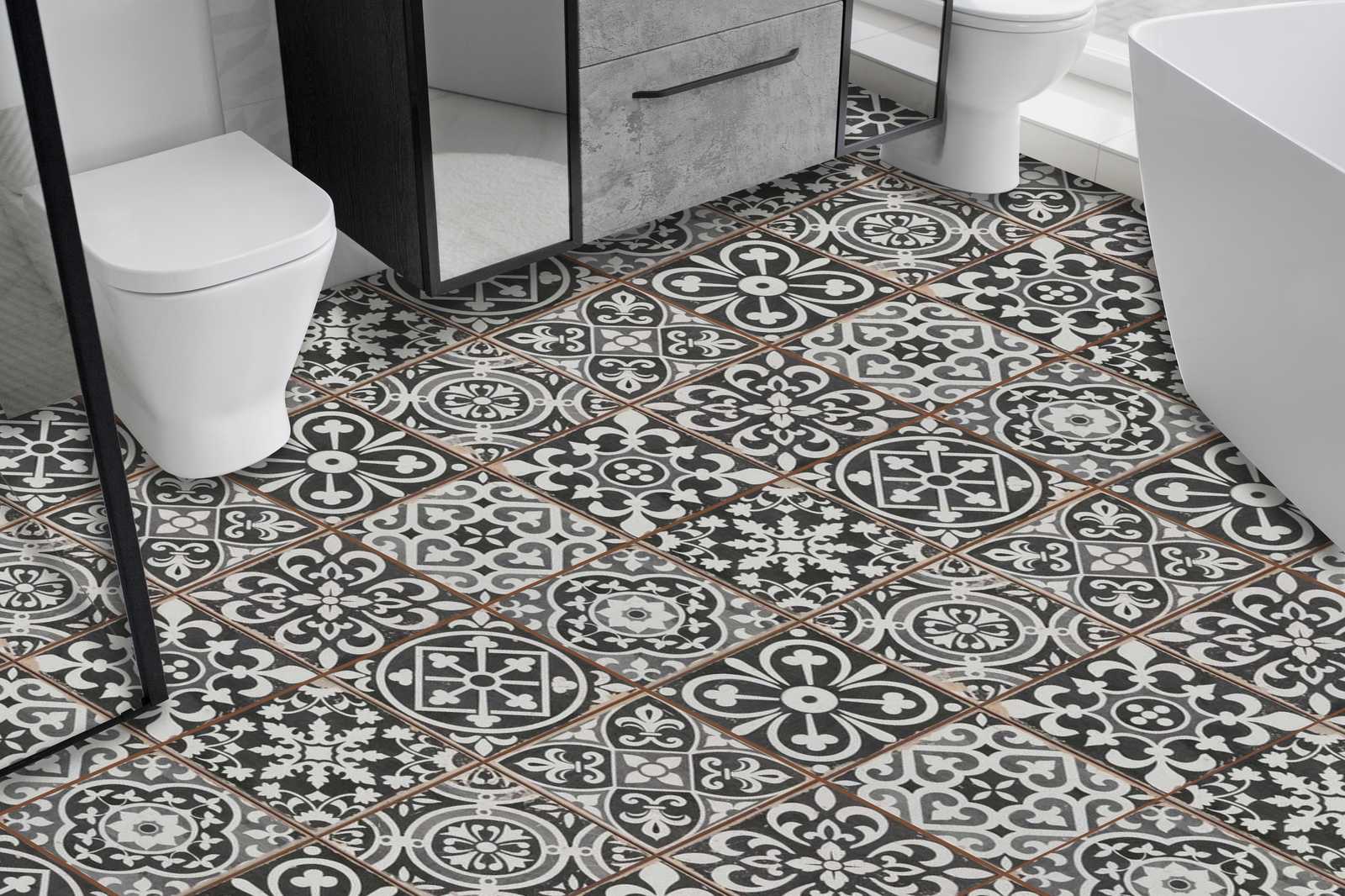 Vintage Patterned Floor Tiles / 24 pcs
