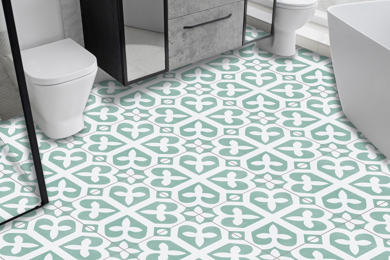 Geometric Design Floor Tiles / 24 pcs