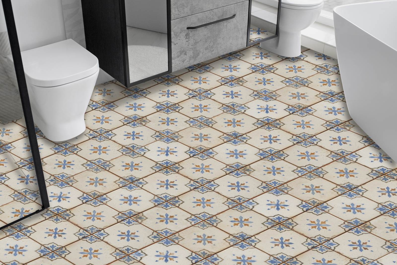 Elegant Patterned Floor Tiles / 24 pcs