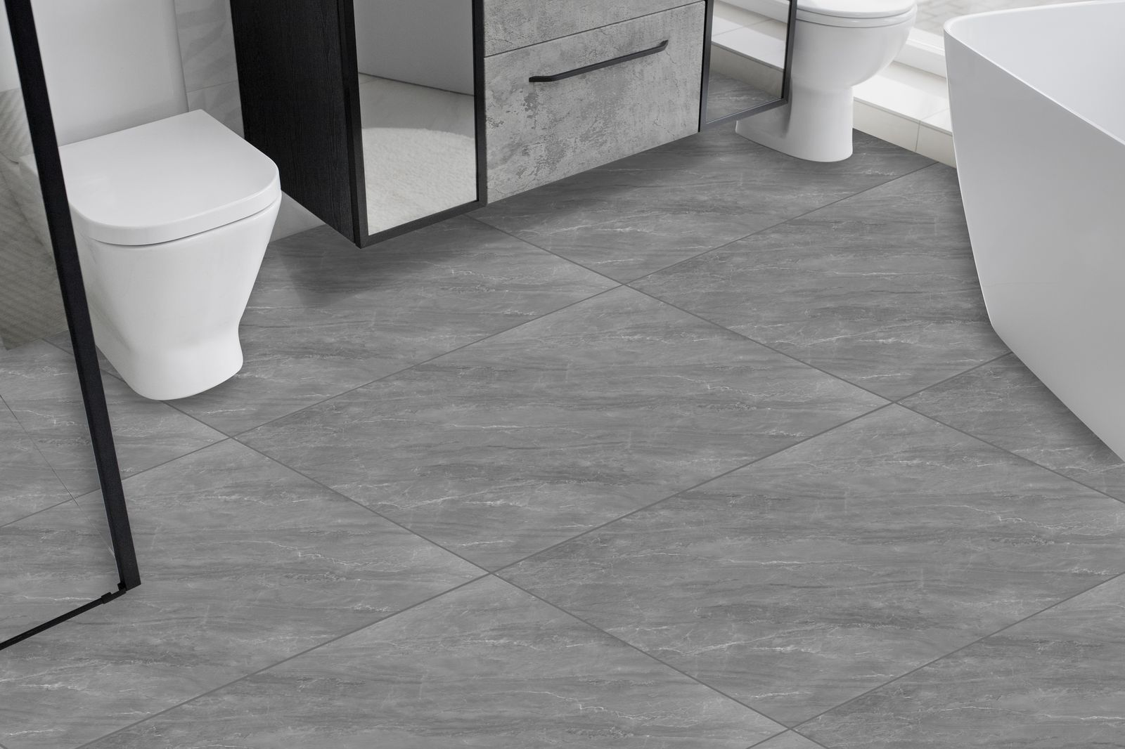 Modern Grey Marble Floor Tiles / 24 pcs