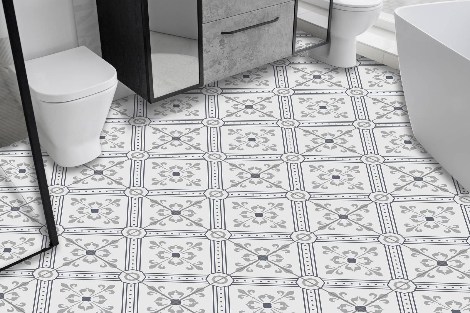 Elegant Patterned Floor Tiles / 24 pcs