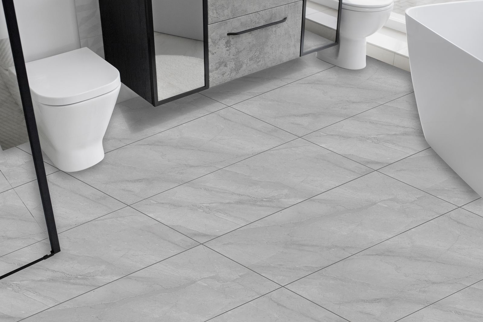 Elegance Gray Marble Floor Tiles / 24 pcs