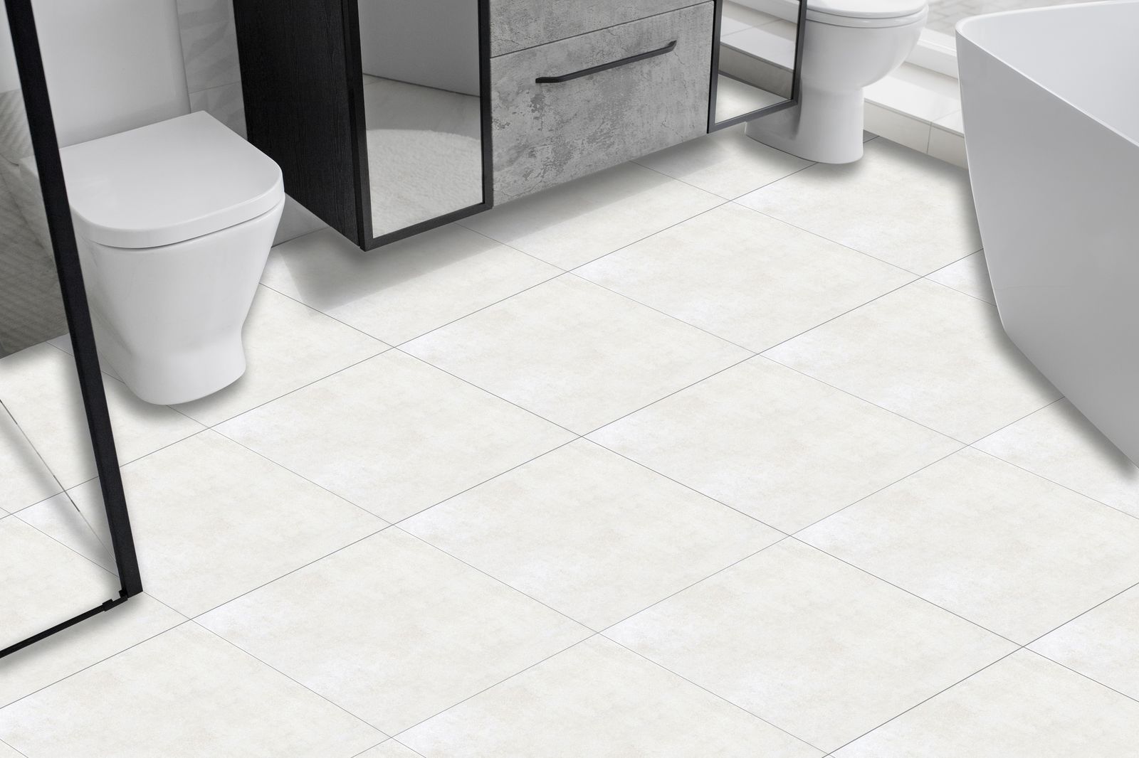 Elegant White Floor Tiles / 24 pcs