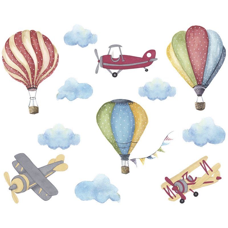 Wallsticker - Planes and Hot Air Balloons