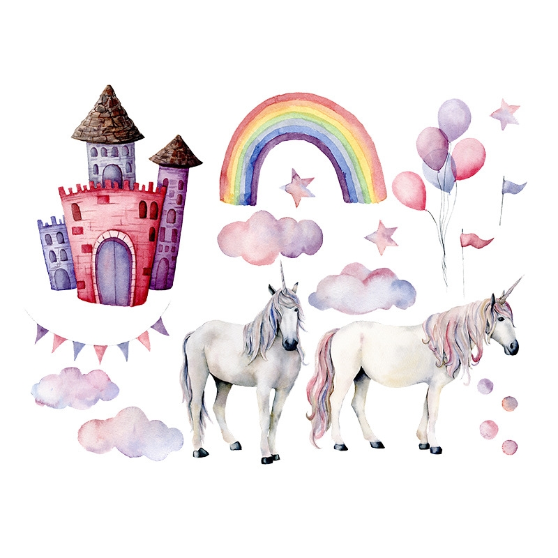 Wallsticker - Unicorns and Rainbow