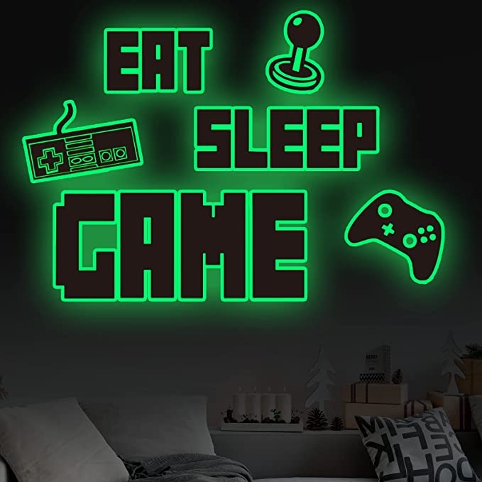 Wallsticker - Eat Sleep Game / Gaming Controller / Glow in the Dark