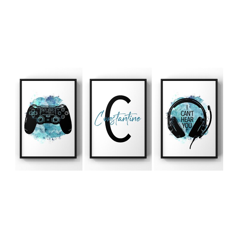 Posters – PS4 Controller and Headset / Personalised / Set of 3