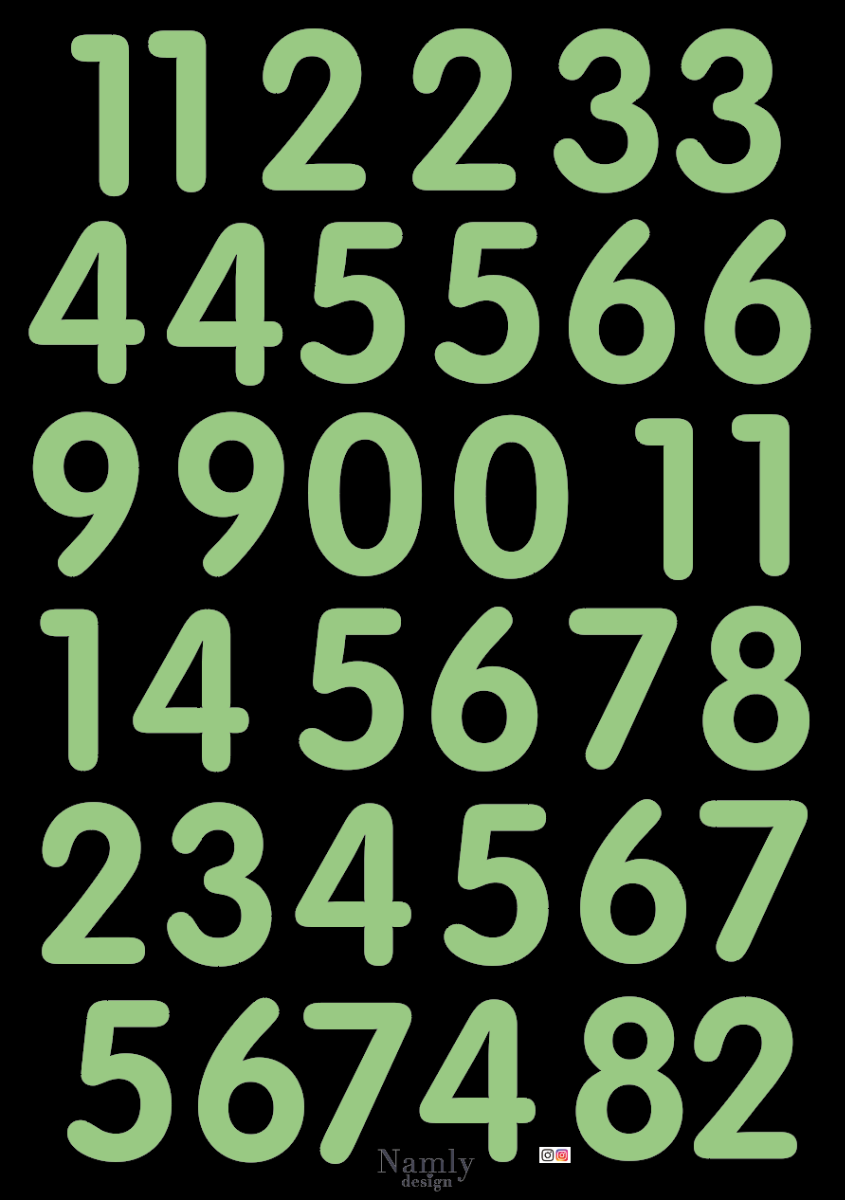 Wallsticker -  Numbers / Large / Glow in the Dark