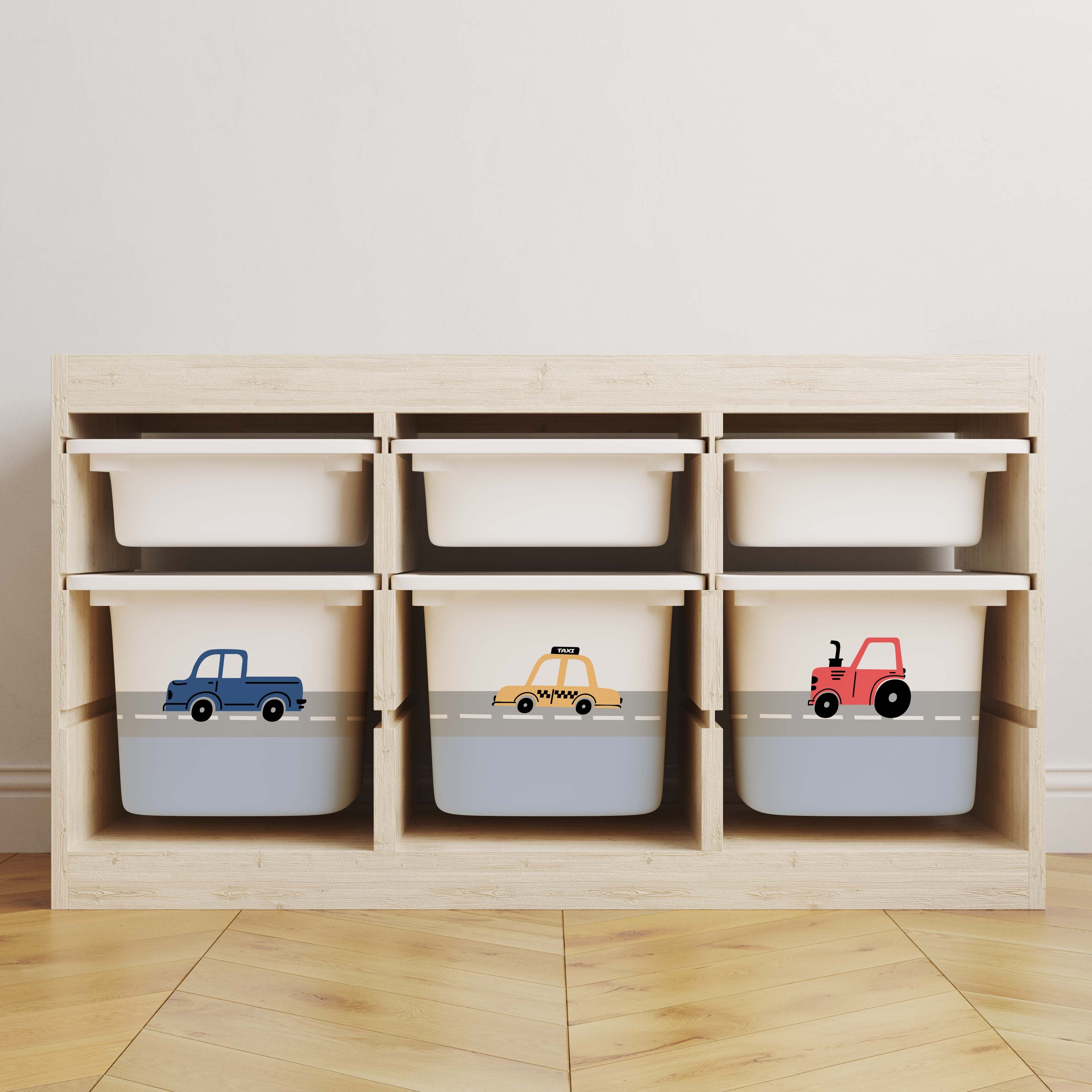 Self-Adhesive Stickers – Trofast Box Decals / Select Size / Roads and Cars