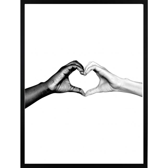Poster - B&W Hands Heart /  Flat packed