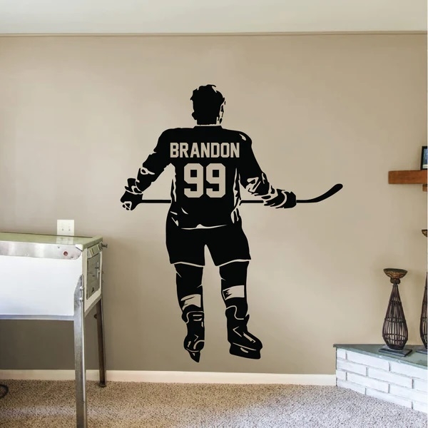 Wallstickers -  Hockey Player / Personalised / Transparent