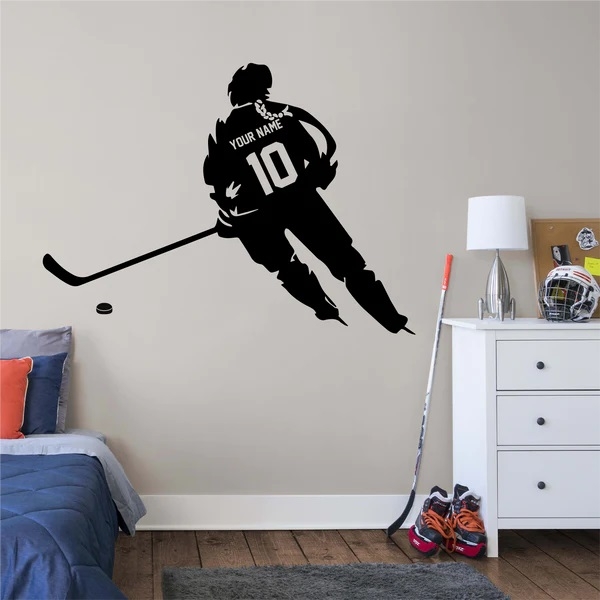 Wallstickers -  Hockey Girl Player  / Personalised  Name and Number / 02