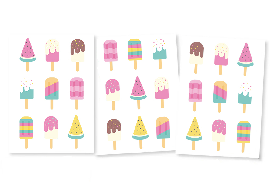 Stickers - Icecreams Mixed 3 sheets