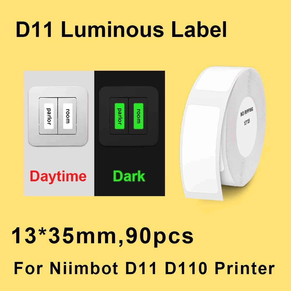 NIIMBOT Thermal Labels Stickers / 13 x 35mm / 90pcs / Glow in the Dark