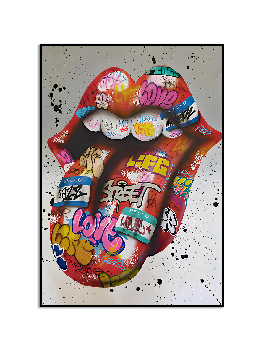 Poster - Street Graffiti Kiss / Red Lips