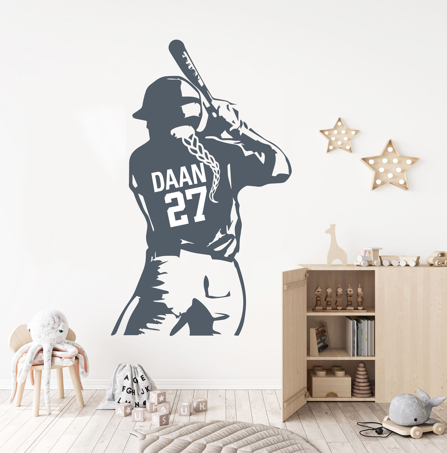 Wallstickers - Half Baseball  Player / Personalised