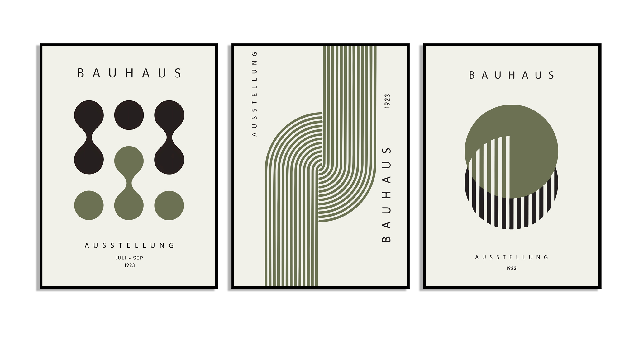 Bauhaus Art Wall Poster - Set of 3