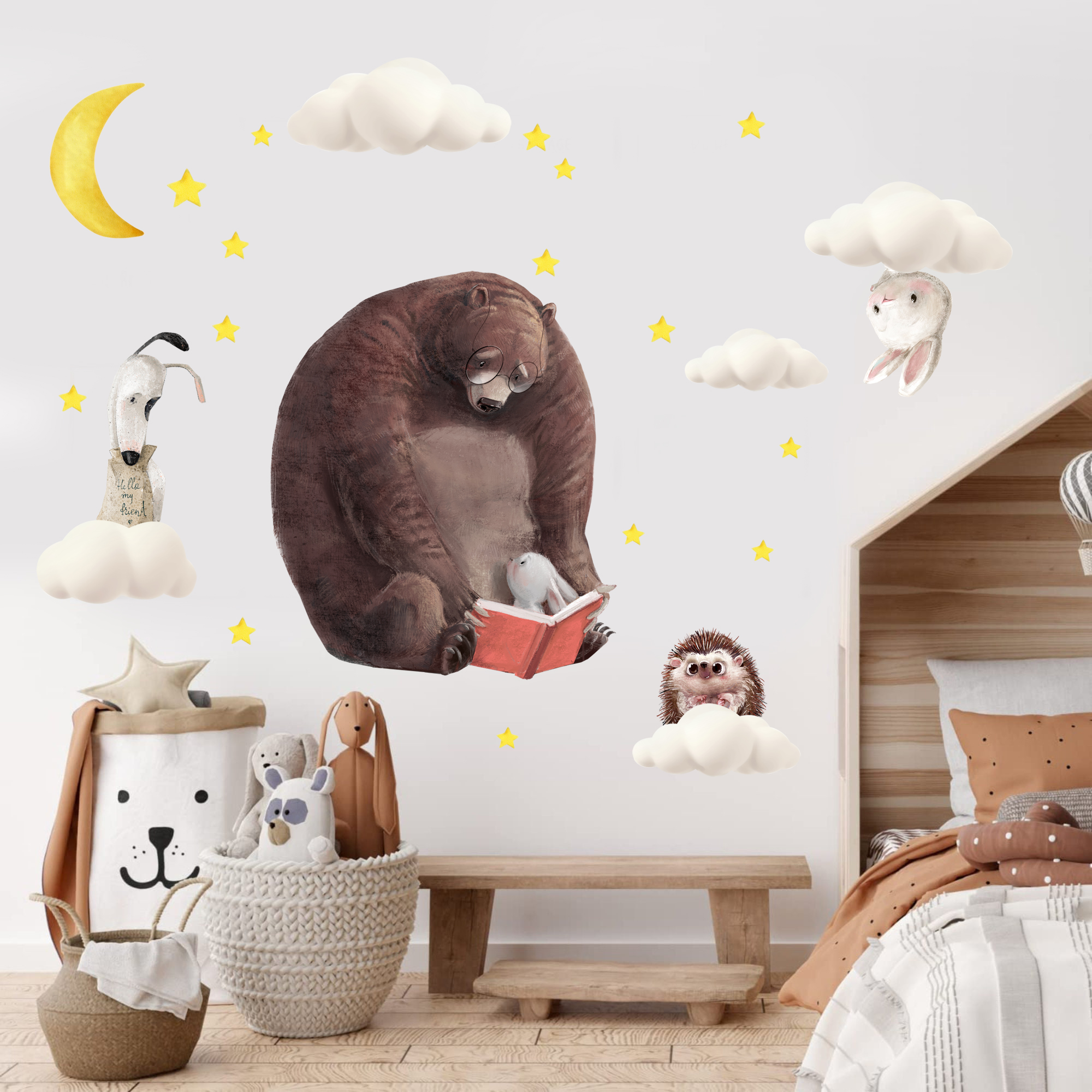 Wallsticker - Bear reads Book