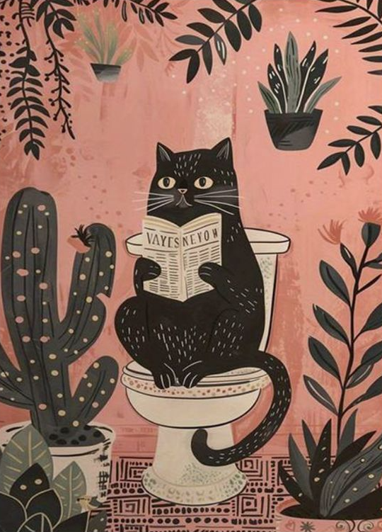 Cat on Toilet Poster