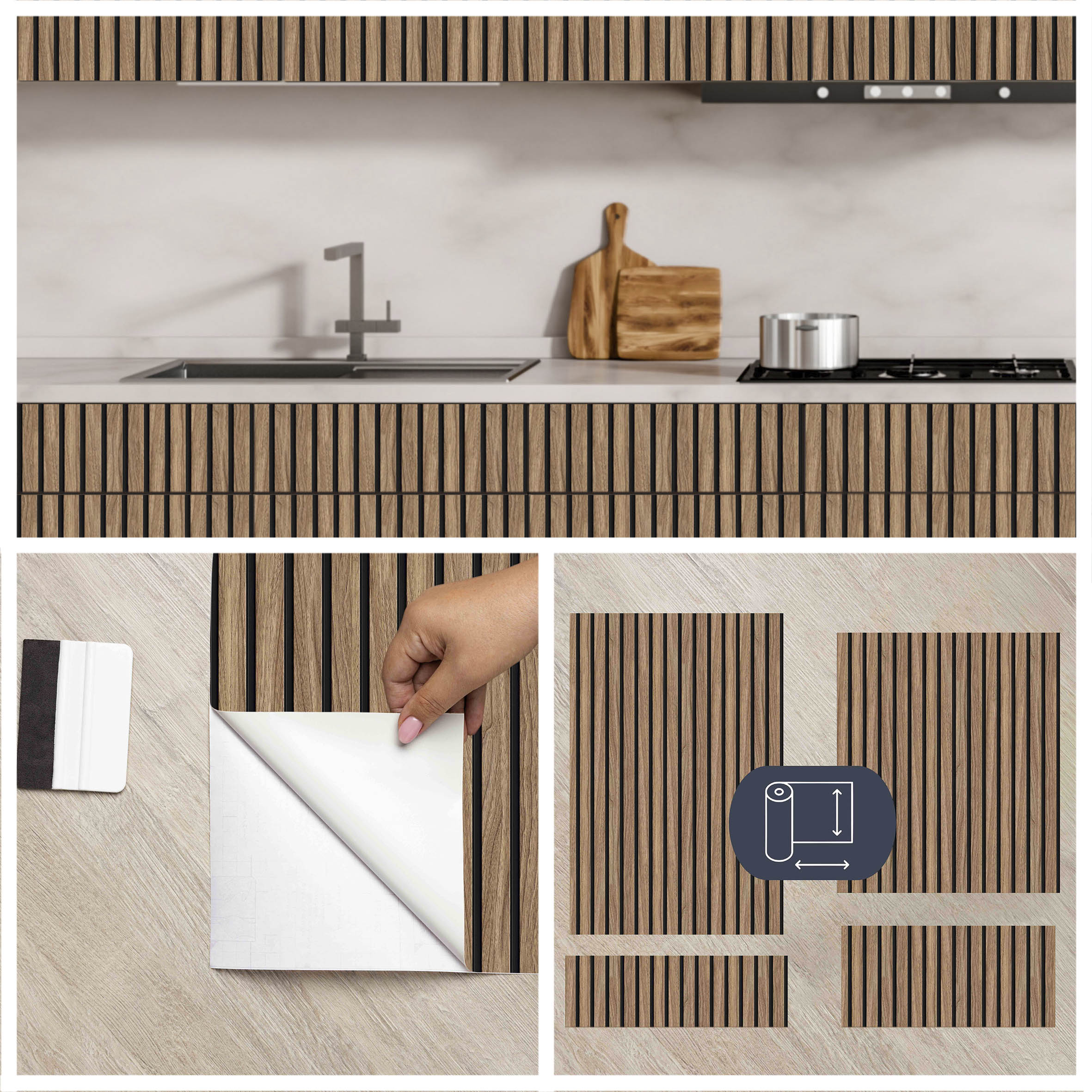 Contact Paper for Kitchen Cabinets & Drawer Fronts - Custom Size / Wood panel