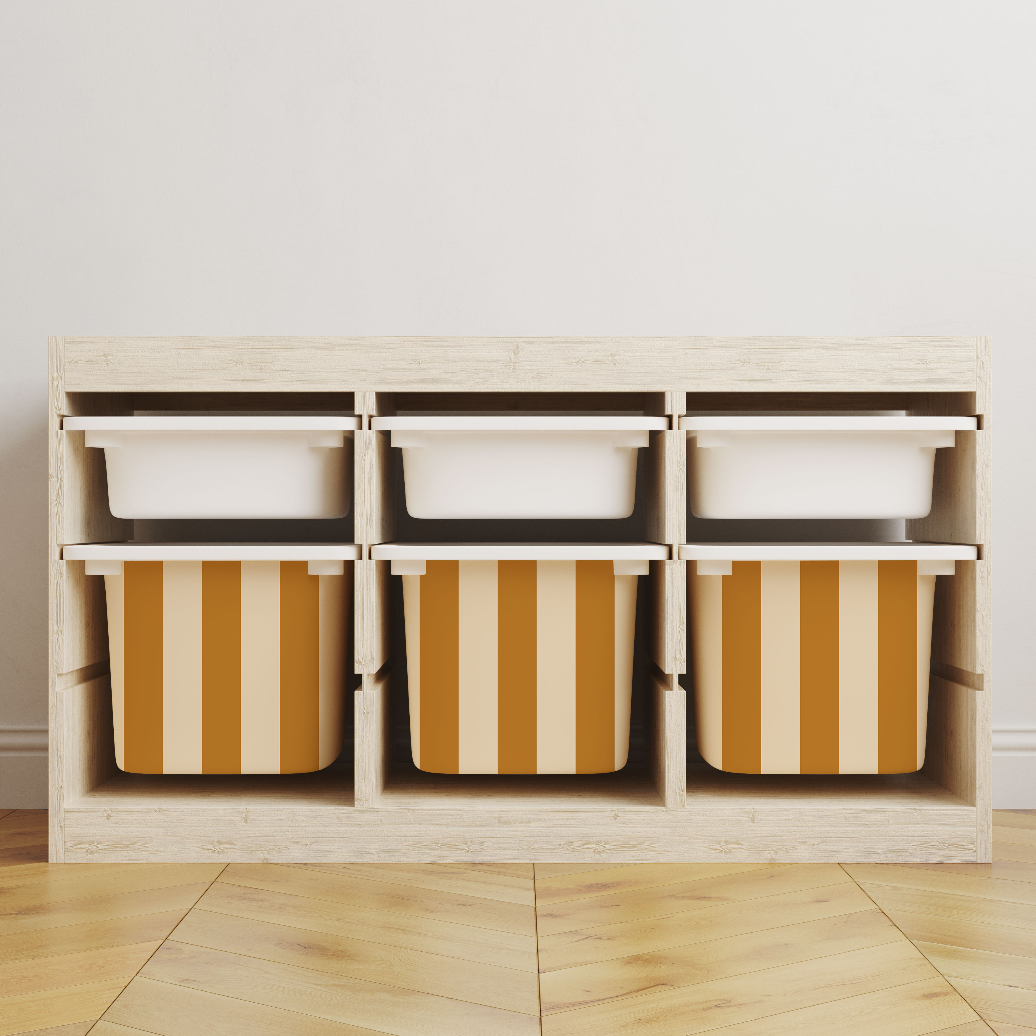 Self-Adhesive Stickers – Trofast Box Decals / Select Size / Stripes mustard-cream