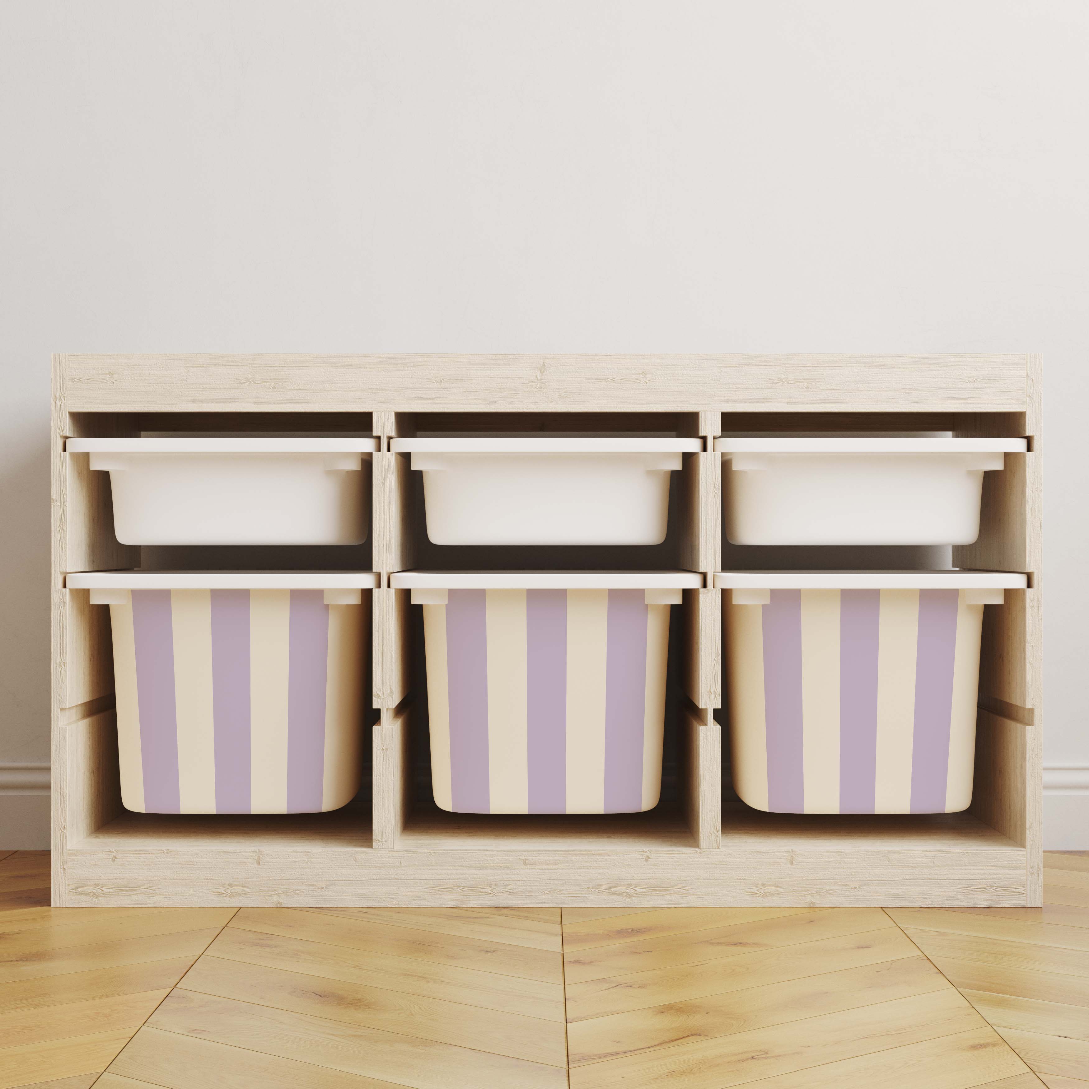 Self-Adhesive Stickers – Trofast Box Decals / Select Size / Stripes Purple-cream