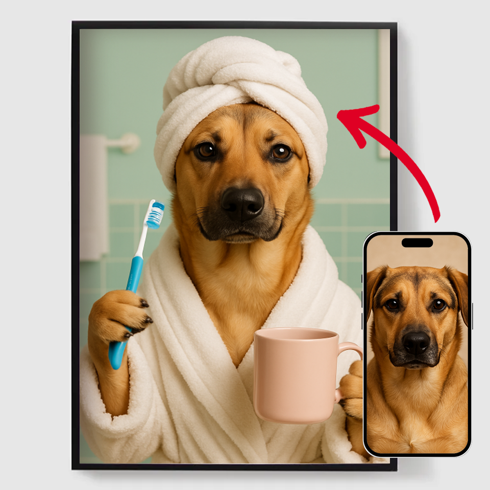 Personalised Poster - Bathroom Dog - AI-Poster