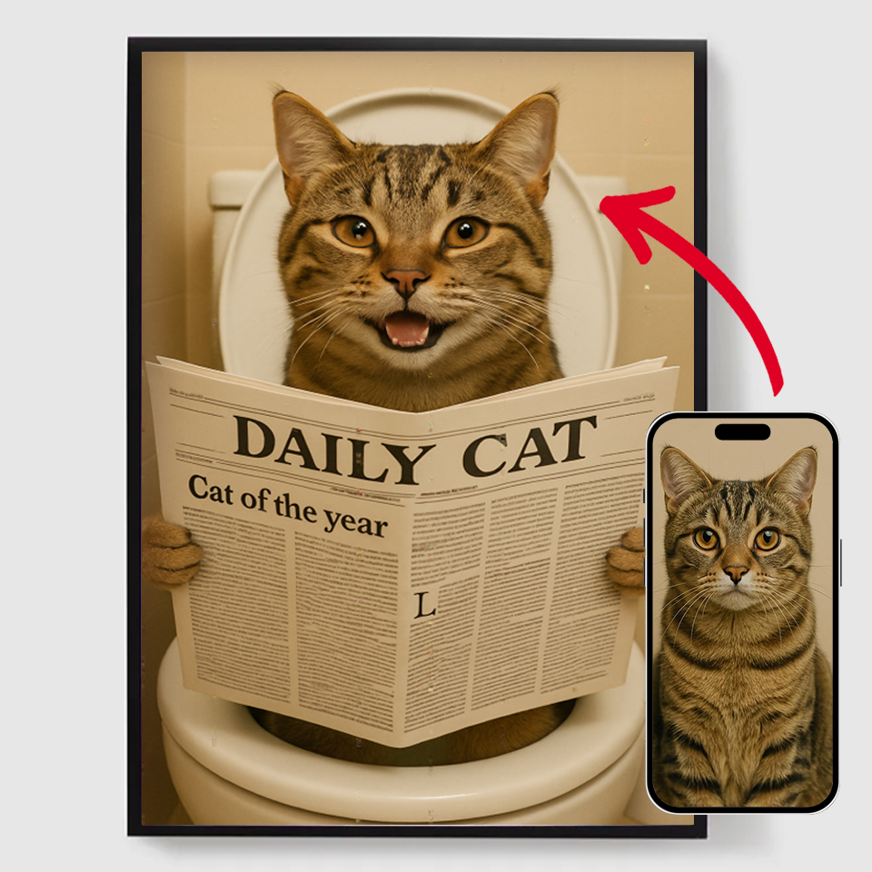 Personalised Poster - Bathroom Cat - AI-Poster