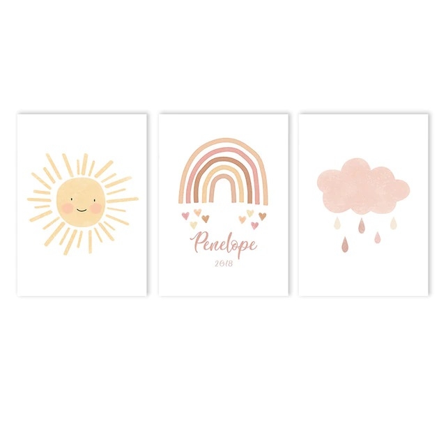 Poster - Abstract Art / Custom Text and Date  / Set of 3