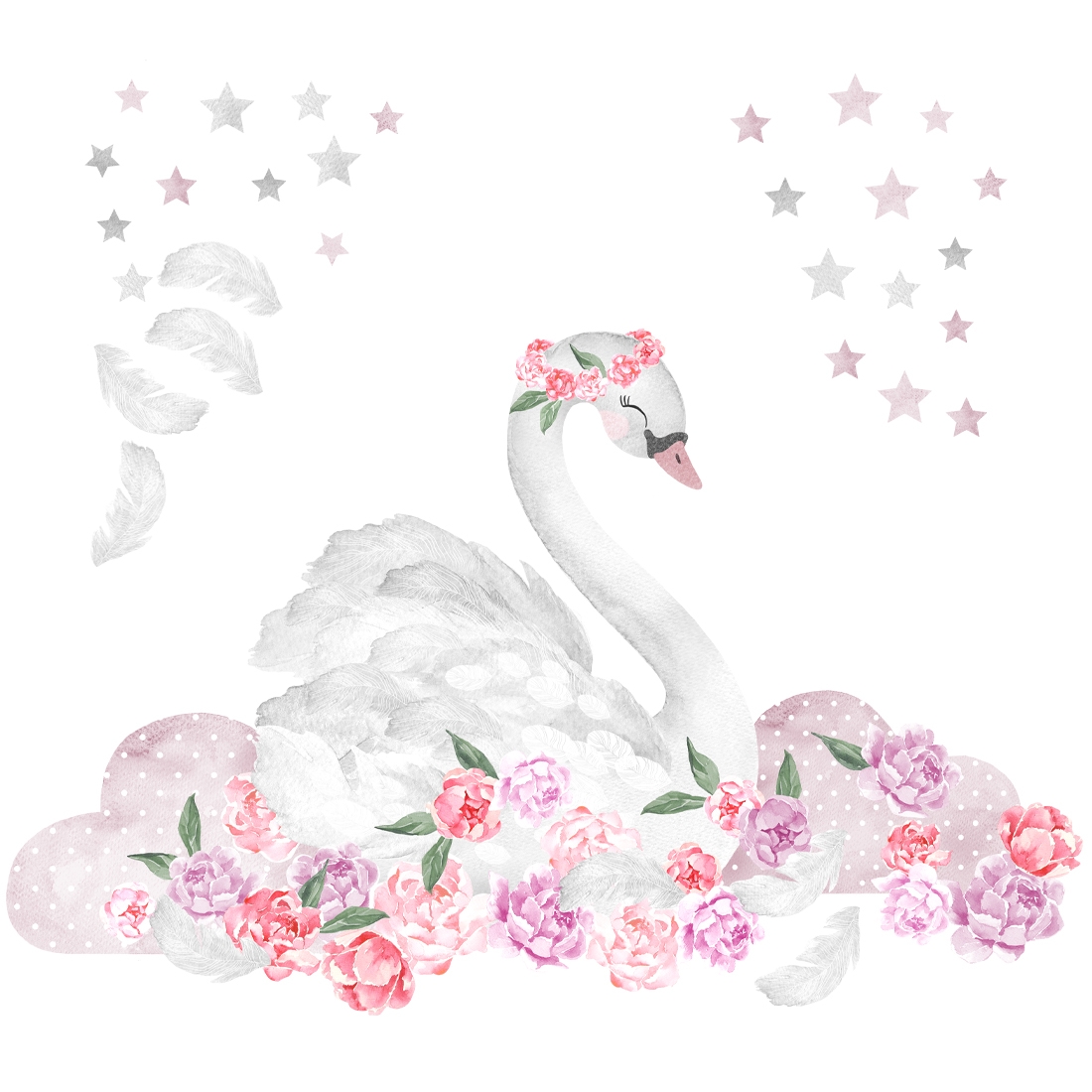 Wallsticker -  Swan / Pink