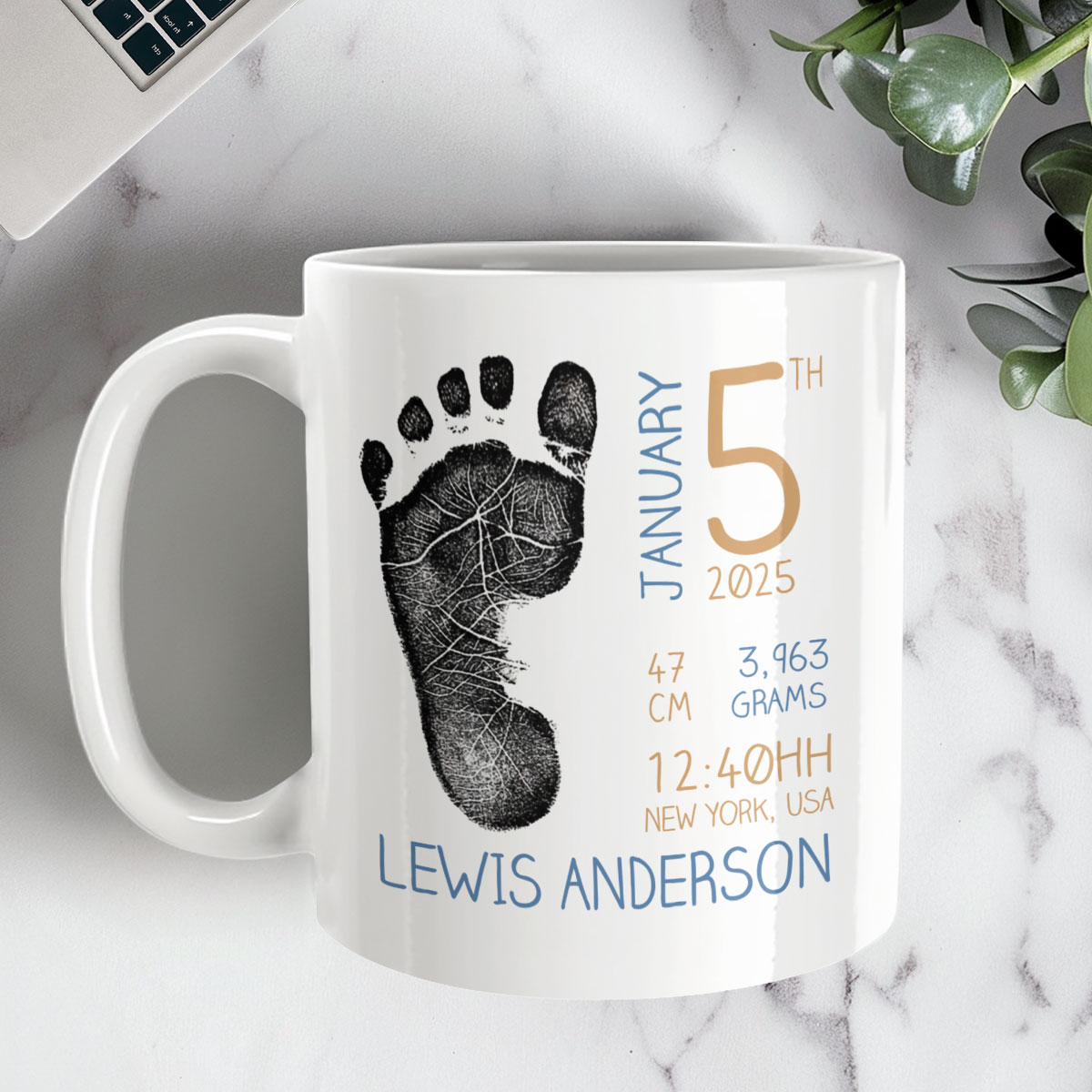 Personalised Mugs - Baby Footprint Design