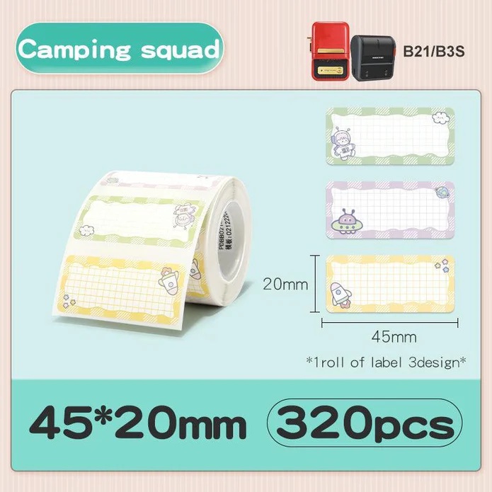 NIIMBOT Label Stickers B1 / B21 / B3 Series 45 x 20 mm / 320 pcs / Camping squad