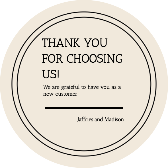 Circle label – Personal Sticker - Elegant 'Thank You for Choosing Us'