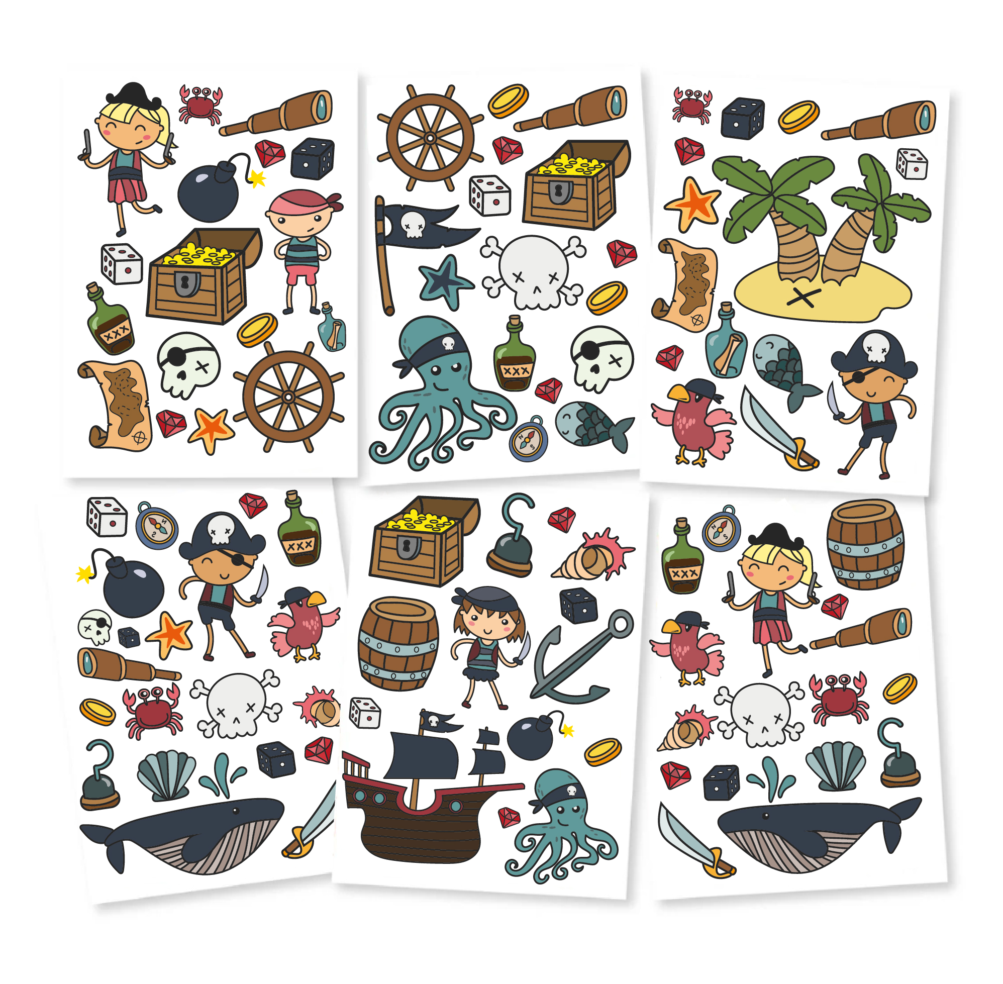 Stickers -  Pirates  Mixed 6 sheets