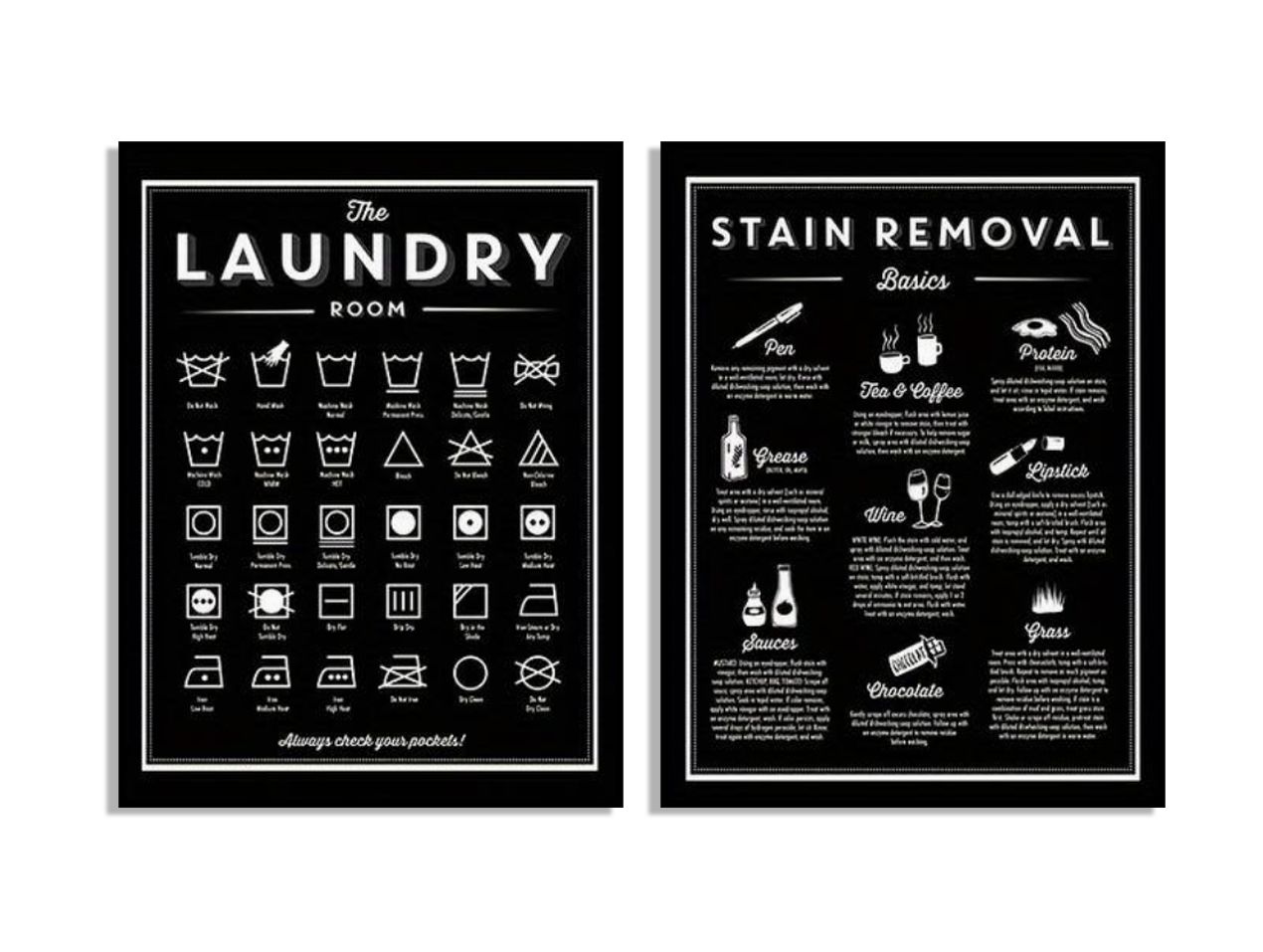 Laundry Room and Stain Removal Poster - Set of 2