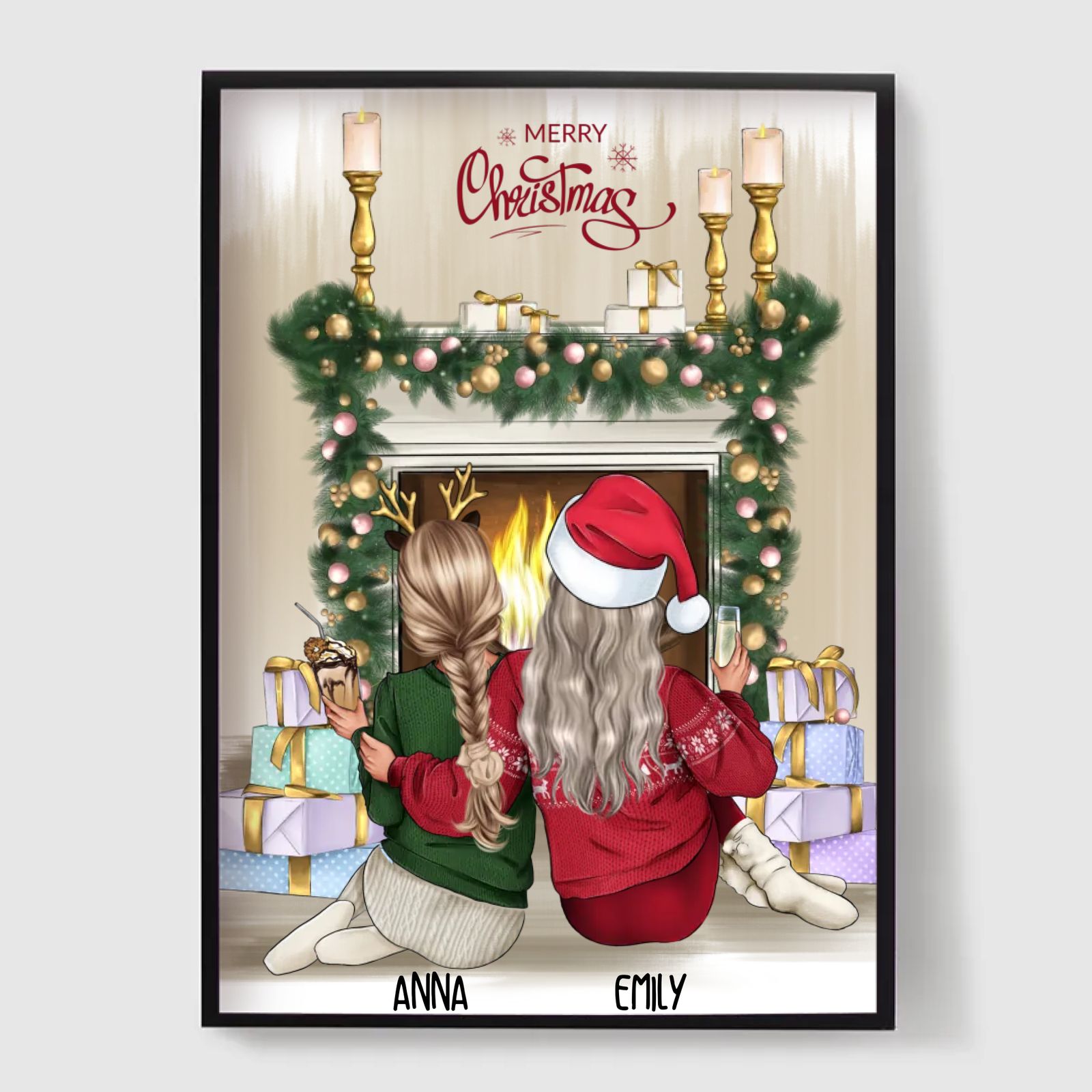 Personalized Poster - Cozy Christmas Fireplace