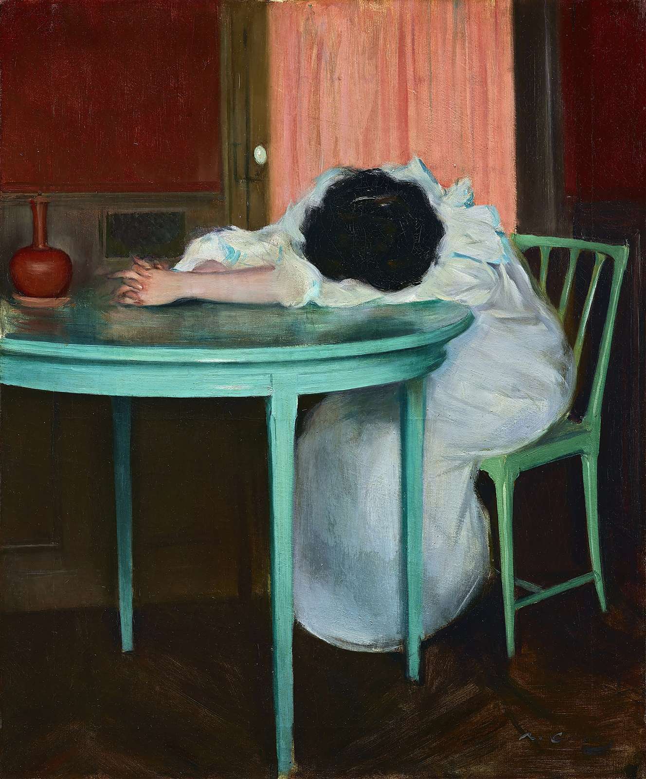 Poster - Ramon Casas Woman on Table