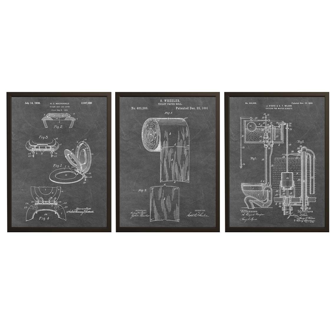 Patent Drawing Poster - Bathroom Inventions / Set of 3