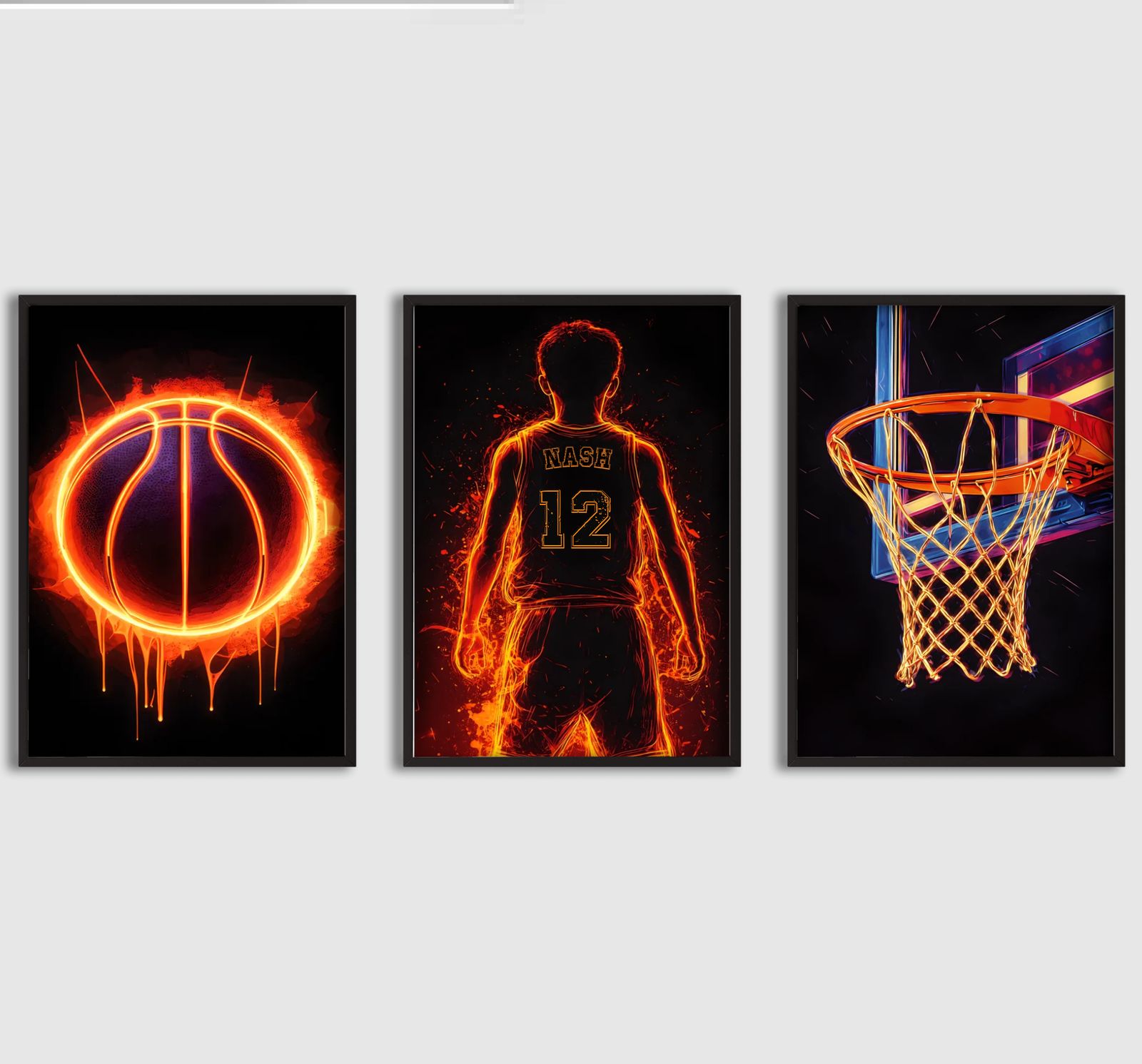 Poster - Neon Basketball Trio / Set of 3