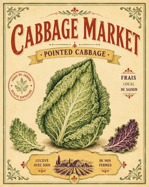 Poster - Vintage Cabbage Market