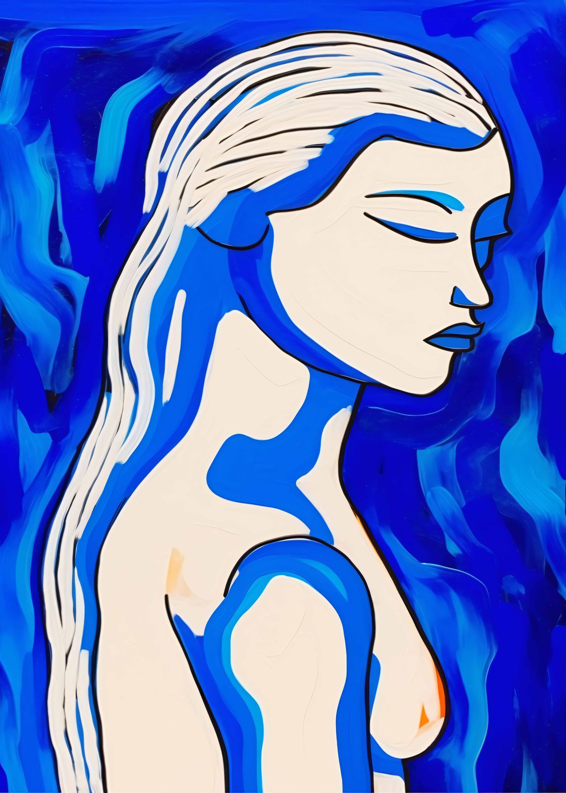 Poster - Blue Woman Portrait