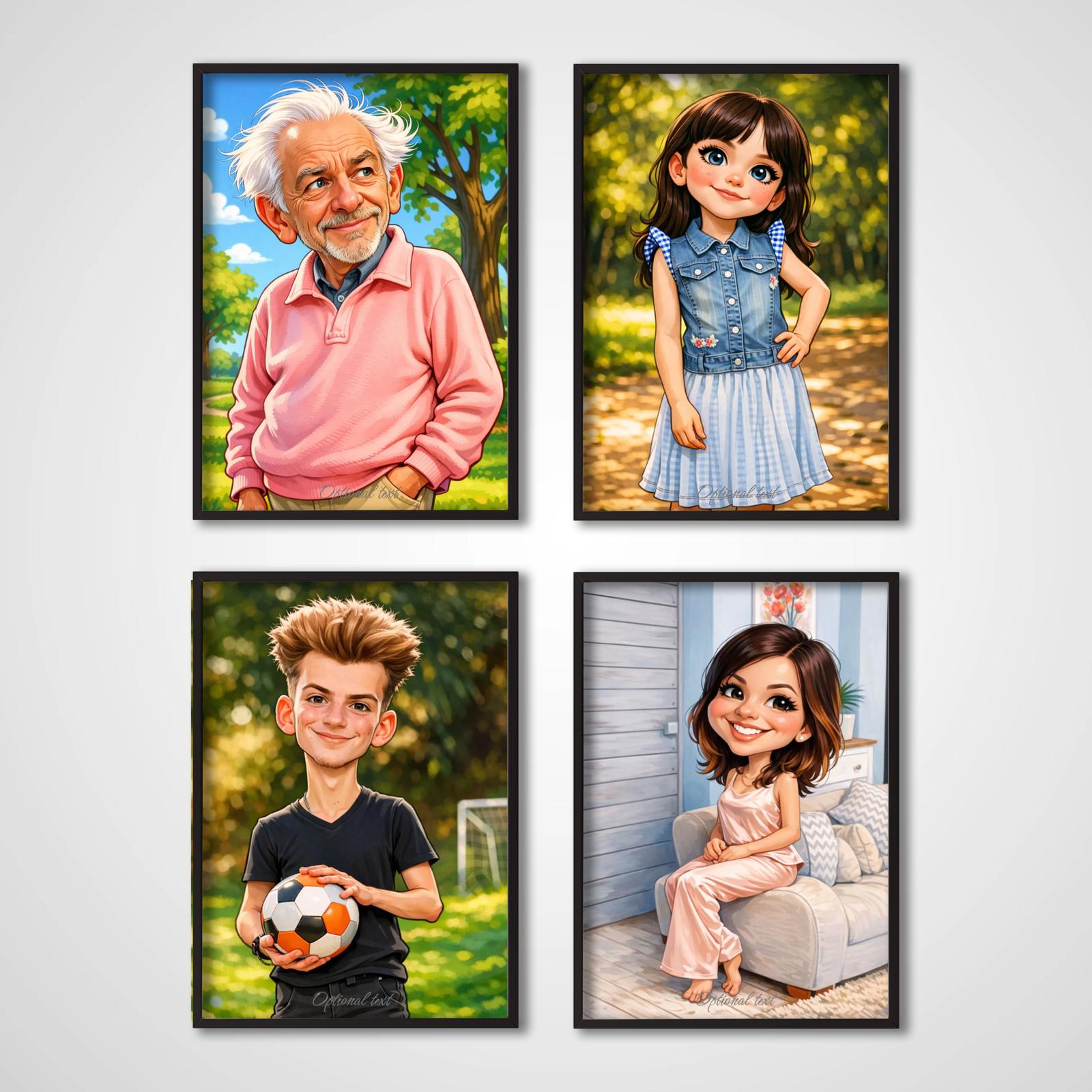 Personalised Poster - Cartoon Character - Set of 4 - AI Poster